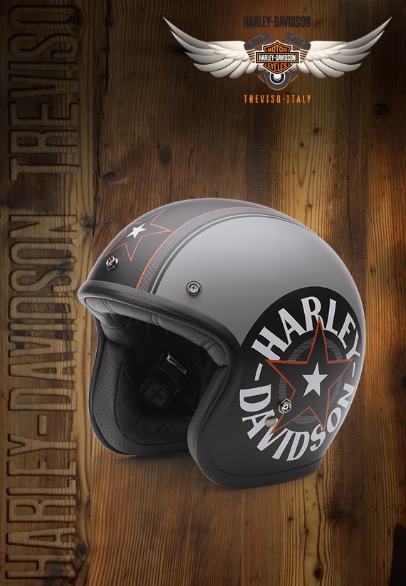 Gray star retro 3/4 helmet