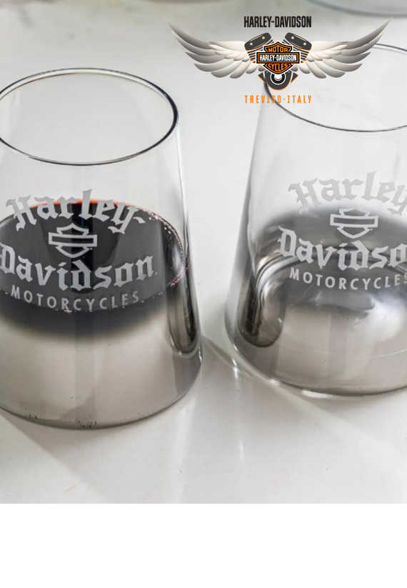 SET HARLEY-DAVIDSON BICCHIERI VINO SILVER OMBRE