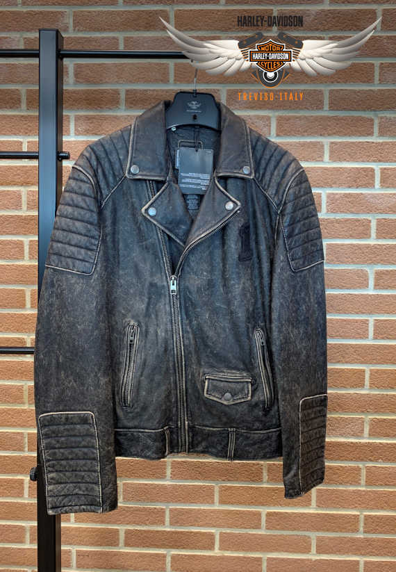 GIACCA DISTRESSED LEATHER BIKER
